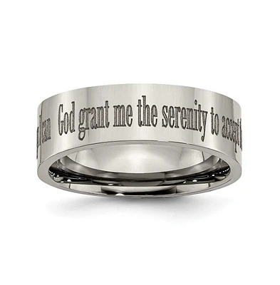 Chisel Titanium Polished Serenity Prayer Flat Wedding Band Ring