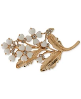 Anne Klein Gold-Tone Pave & White Stone Flower Pin