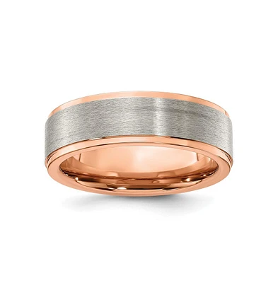 Chisel Titanium Brushed and Polished Rose Ip-plated Wedding Band Ring