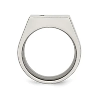 Chisel Titanium Polished Cz Signet Ring