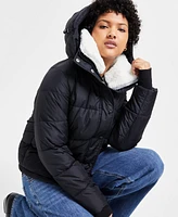 S13 Women's Ella Faux-Sherpa-Collar Hooded Puffer Coat