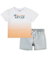 Levi's Toddler Boys Beach Logo T-Shirt & Denim Shorts, 2 Piece Set