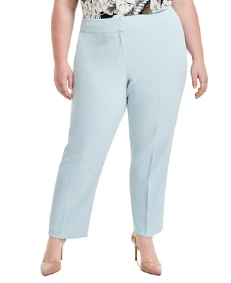 Kasper Plus Size Mid Rise Straight-Leg Fly-Front Pants