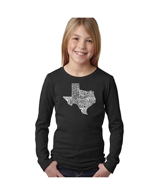 La Pop Art Girls Word Art Long Sleeve - The Great State of Texas