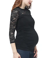 kimi + kai Maternity Peyton Lace Trim Top