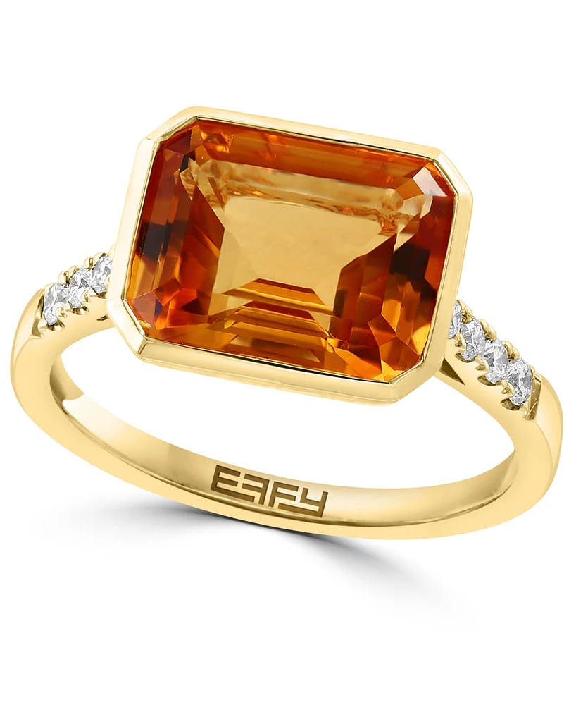 Effy Citrine (4-1/3 ct. t.w.) & Diamond (1/6 ct. t.w.) Statement Ring in 14k Gold