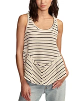 Lucky Brand Women's Cotton Striped Crotchet Tank Top