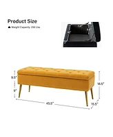 Modern Velvet Storage Ottoman Bench for Living Room Dining Room