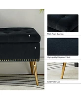 Modern Velvet Storage Ottoman Bench for Living Room Dining