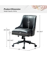 Faux Leather Home Office Chair with Nailhead, Adjustable Height