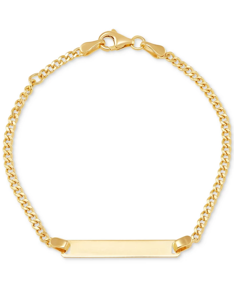 Italian Gold Children's Id Plate Curb Link Bracelet in 14k Gold