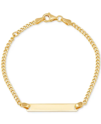 Italian Gold Children's Id Plate Curb Link Bracelet in 14k Gold