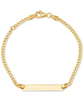 Italian Gold Children's Id Plate Curb Link Bracelet in 14k Gold