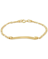 Children's Polished Id Plate Figaro Link Chain Bracelet in 14k Gold