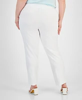 Jm Collection Plus & Petite Tummy Control Pull-On Slim-Leg Pants