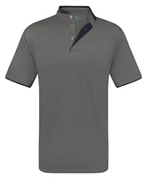 Mio Marino Men's Short Sleeve Henley Polo Shirt with Contrast-Trim