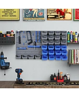 Durhand 44-pc Wall Mounted Pegboard Tool Organizer Rack Kit with Storage Bins Blue