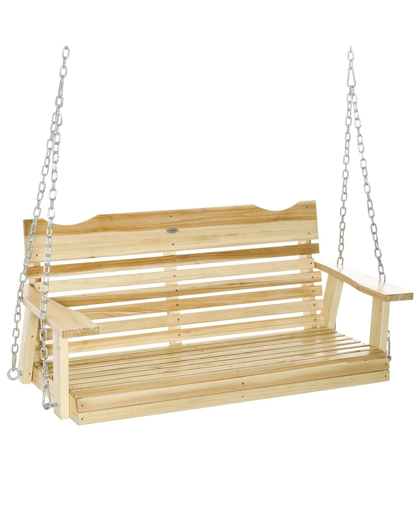 Outsunny 2-Seater Hanging Porch Swing Outdoor Swing Bench with Armrests