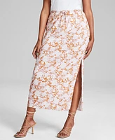 And Now This Women's Printed Pull-On Slit-Front Skirt, Created for Macy's