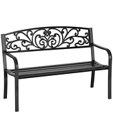 Outsunny Patio Park Garden Bench Porch Path Chair Outdoor Lawn Garden Black 2 Seat