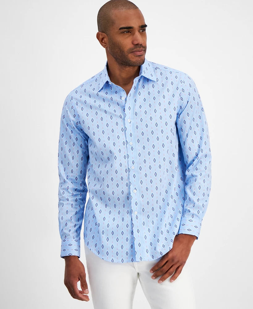 Club Room Men's Urik Regular-Fit Stretch Geo Foulard Button-Down Shirt, Created for Macy's