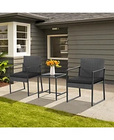 Sugift 3 Pieces Modern Heavy Duty Patio Furniture Set with Coffee Table
