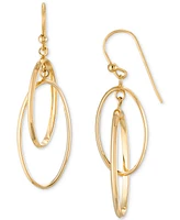 Polished Interlocking Orbital Oval Drop Hoop Earrings in 10k Gold