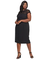 Maggy London Plus Size Illusion-Trim Sheath Dress