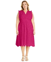 Maggy London Plus Eyelet Midi Dress