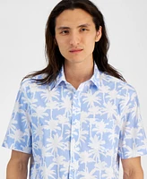 Club Room Men's Palm Breeze Regular-Fit Stretch Printed Button-Down Poplin Shirt, Created for Macy's