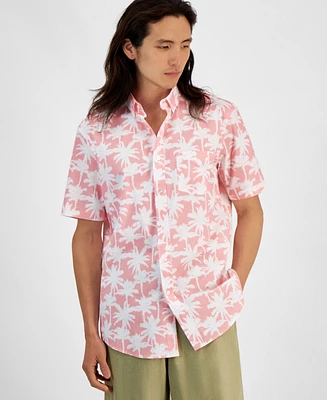 Club Room Men's Palm Breeze Regular-Fit Stretch Printed Button-Down Poplin Shirt, Created for Macy's