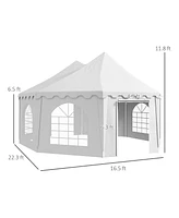 Outsunny 22.3' x 16.4' Large Party Tent Canopy Shelter with Carrying Bags