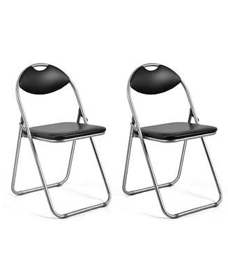 Sugift 2 Pieces Portable Folding Dining Chairs Set with Carrying Handles