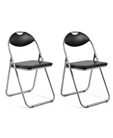 Sugift 2 Pieces Portable Folding Dining Chairs Set with Carrying Handles