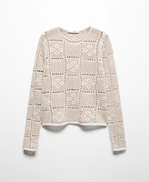 Mango Women's Openwork Details Crochet Sweater