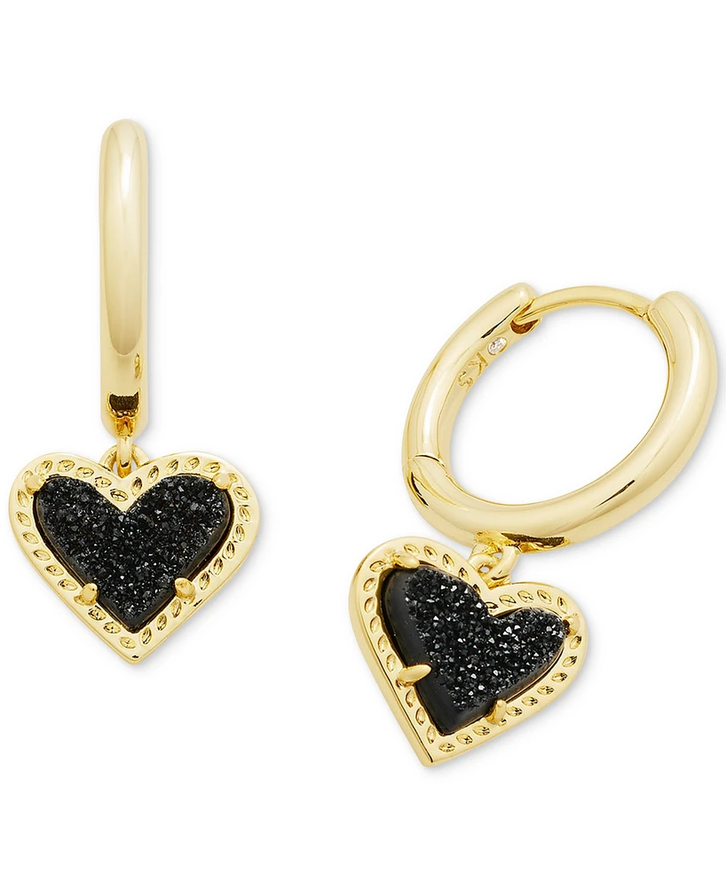 Kendra Scott Pave & Colored Heart Charm Huggie Hoop Earrings