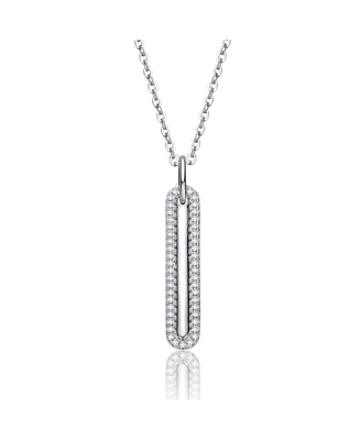 Genevive Sterling Silver Cubic Zirconia Long Pendant Necklace