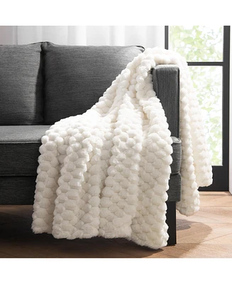 Aston and Arden Aston & Arden Cottontail Faux Fur Throw Blanket, Soft Rabbit Tail Texture, Oversized Throw, 50x70, with Premium Gift Box