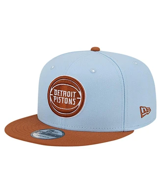 New Era Men's Light Blue/Brown Detroit Pistons 2-Tone Color Pack 9fifty Snapback Hat