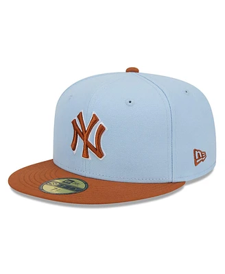 New Era Men's Light Blue/ York Yankees Spring Color Basic Two-Tone 59fifty Fitted Hat