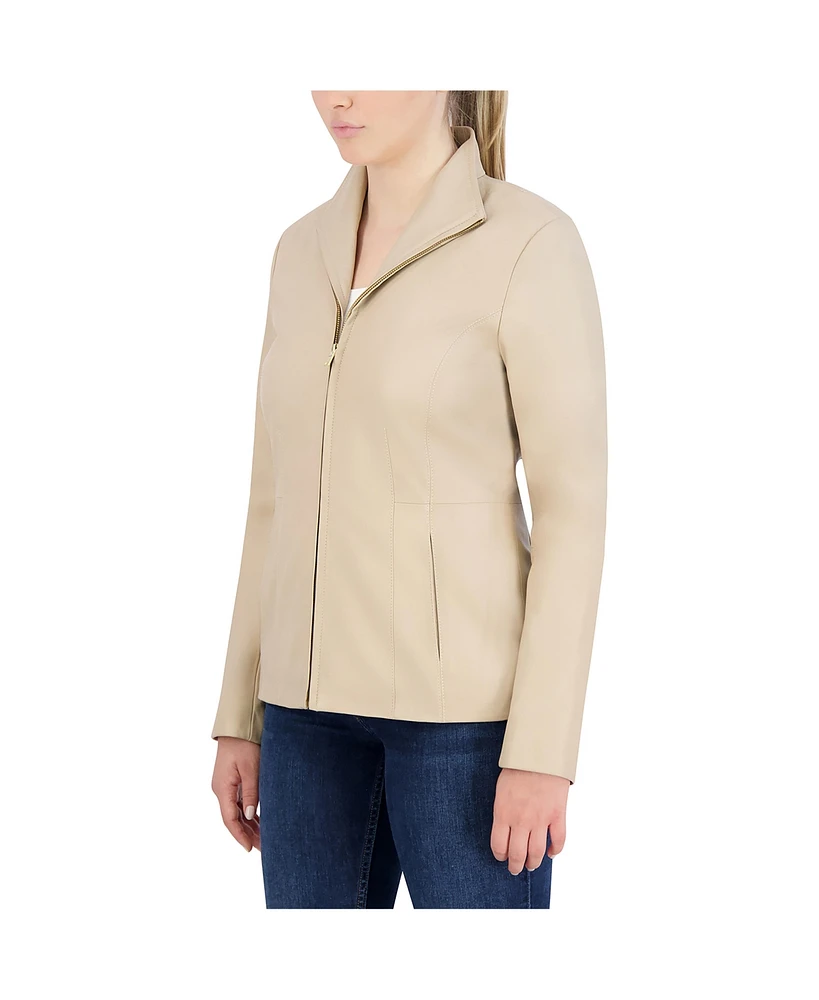 Cole Haan Women's Wing Collar Leather Jacket