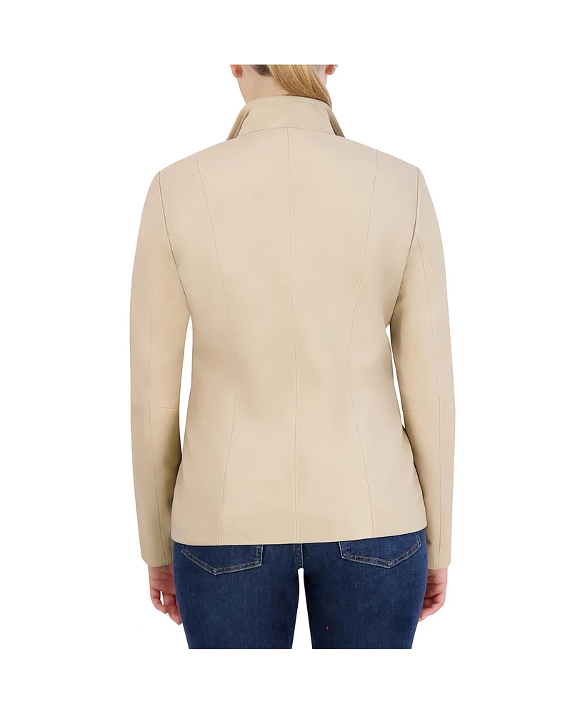 Cole Haan Women's Wing Collar Leather Jacket