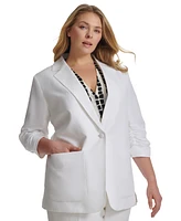 Calvin Klein Plus Ruched 3/4-Sleeve Blazer