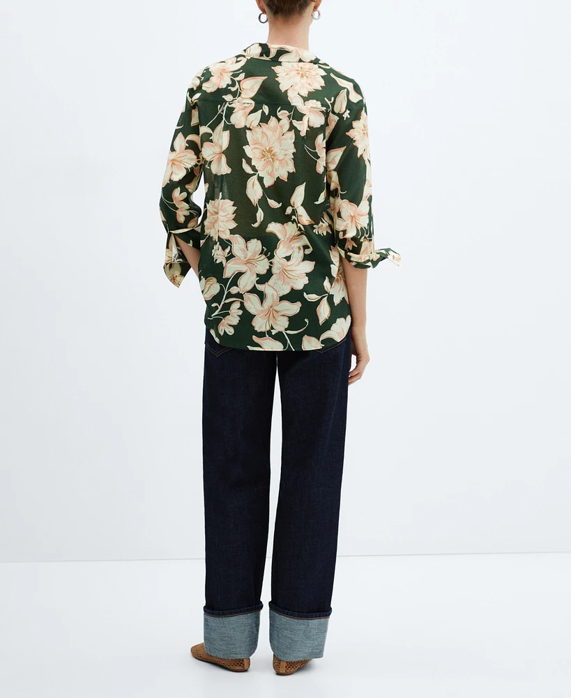 Mango Women's Cotton Flower Shirt