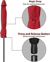 Deluxe 9 Ft Outdoor Market Table Patio Umbrella With Button Tilt, Crank