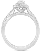 Diamond Halo Twist Bridal Set (7/8 ct. t.w.) in 14k White Gold