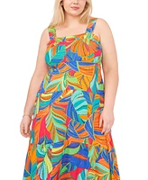 Vince Camuto Plus Size Printed Square-Neck Sleeveless Maxi Dress