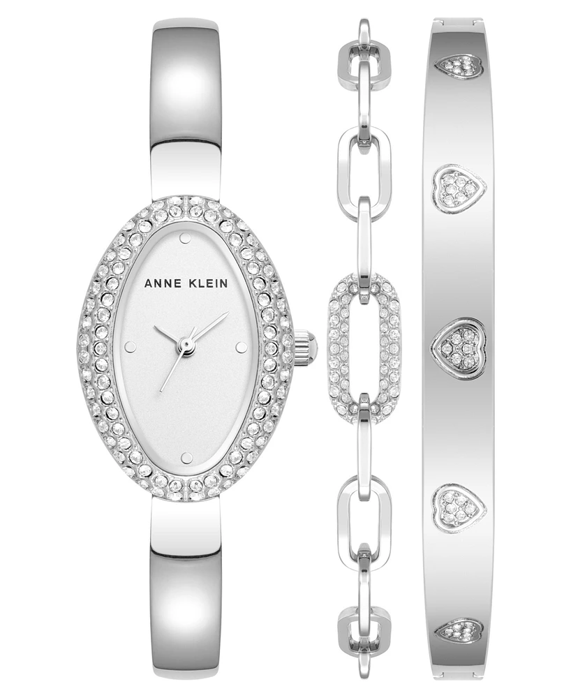 Anne Klein Women's Quartz Silver-Tone Alloy Bangle Watch Set, 20mm