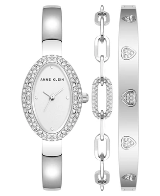 Anne Klein Women's Quartz Silver-Tone Alloy Bangle Watch Set, 20mm