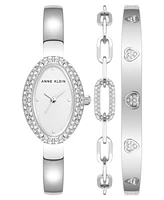 Anne Klein Women's Quartz Silver-Tone Alloy Bangle Watch Set, 20mm